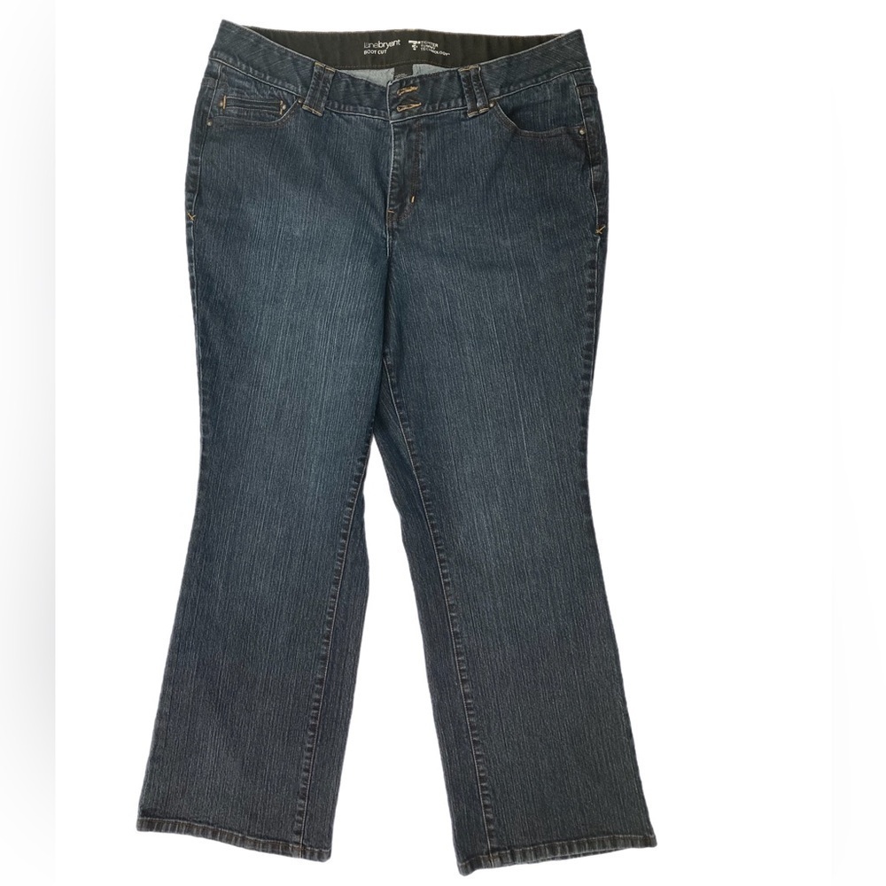 Medium wash mid rise boot cut jeans LANE BRYANT